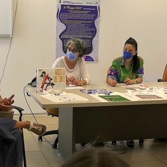Donatella Caione editora Matilde Editrice Tina Arbues pres CAV Arianna Camporeale vicesindaco Maria Giulia Distasi dirrigente servizi sociali