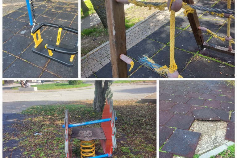 A San Ferdinando i giochi per bambini danneggiati o distrutti. <span>Foto Anna Verzicco</span>