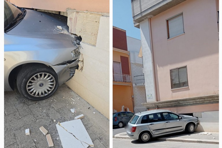 A San Ferdinando un'auto si schianta contro la facciata di un'abitazione