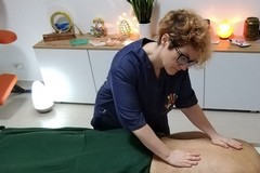 La massaggiatrice Gina De Giulio da San Ferdinando al Villaggio del Festival di Sanremo
