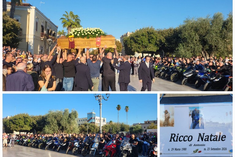 Natale Ricco accolto da un concerto di clacson nel giorno delle esequie. <span>Foto Anna Verzicco</span>