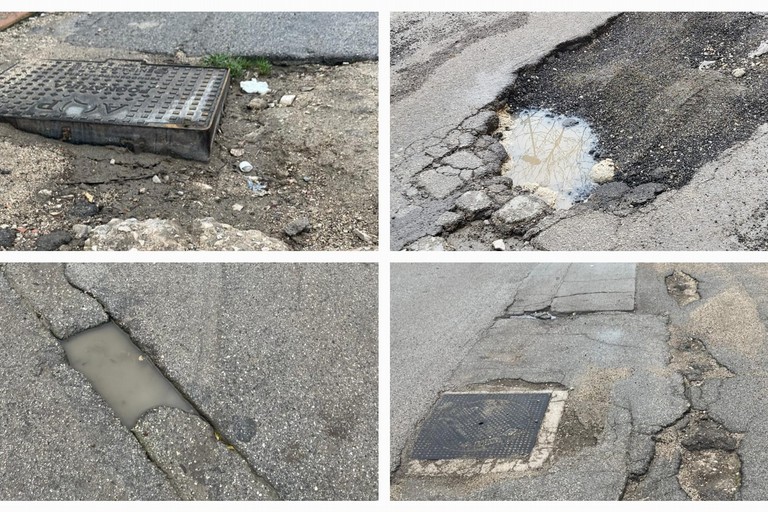 Strade colabrodo a San Ferdinando: l'ira dei residenti per le voragini. <span>Foto Anna Verzicco</span>